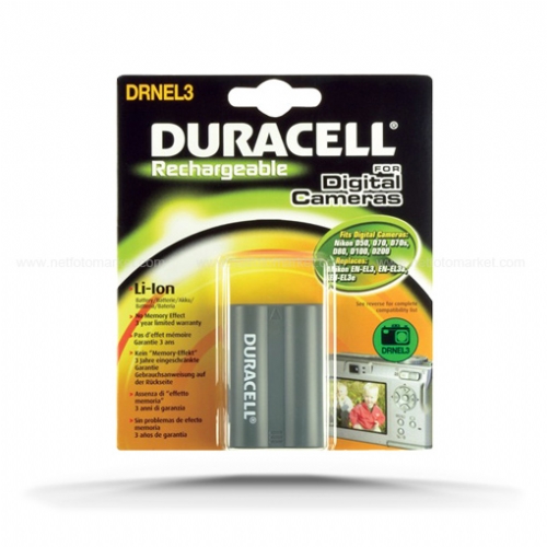 Batteria Duracell DRNEL3 Per Nikon EN-EL3, EN-EL3a, EN-EL3e | 7.4V, 1400mAh, 3 Anni Di Garanzia, Alimentazione Affidabile